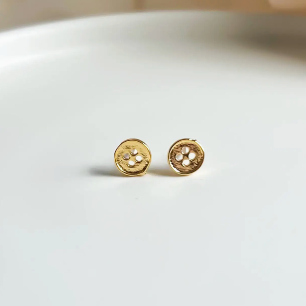 Gold Button Stud Earrings