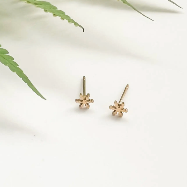 Mini Gold Snowflake Stud Earrings