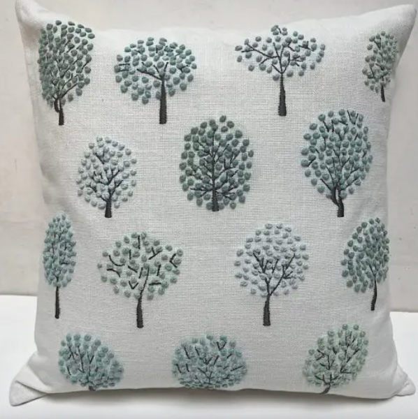 Trees Orchard Embroidered Pillow