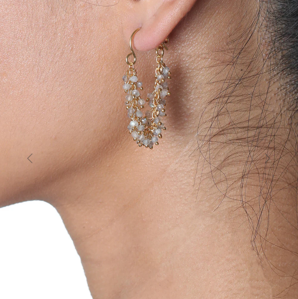 Labradorite Fringe Hoop Earrings