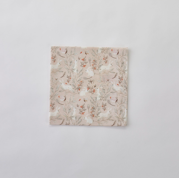 Frolicking Bunnies Beverage Napkin Blush