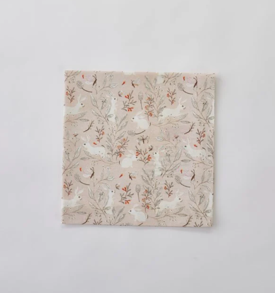 Frolicking Bunnies Cloth Napkin Blush Set/4