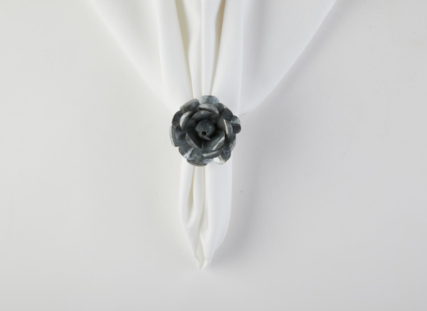 Galvanized Flower Napkin Ring Set/4