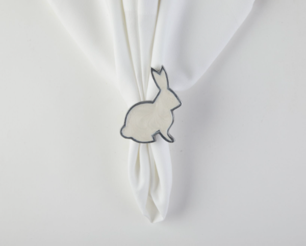 White Bunny Napkin Ring Set/4