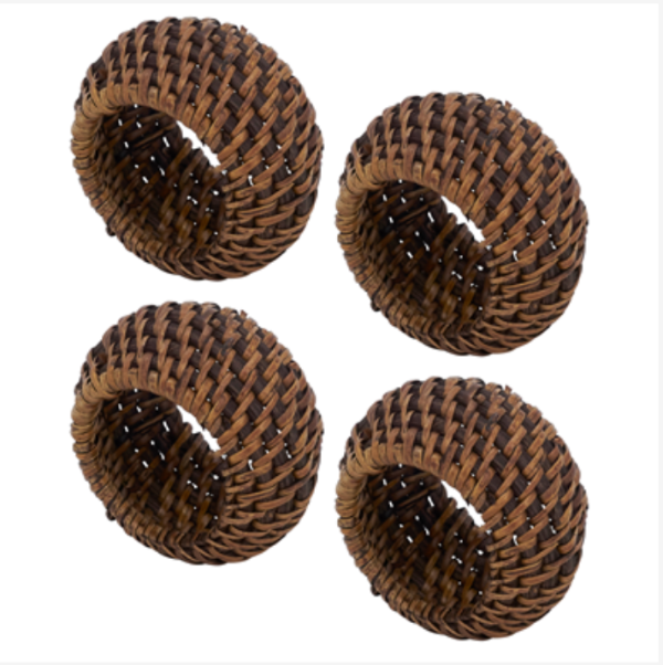 Woven Rattan Napkin Ring set/4