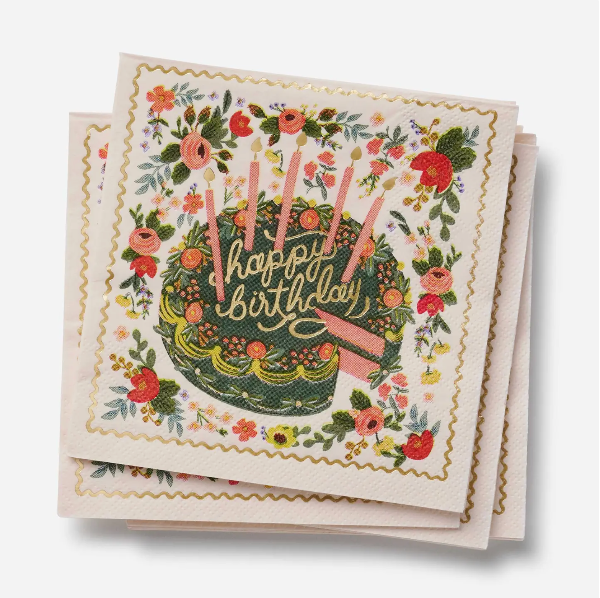 Floral Cake Cocktail Napkin