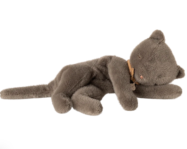 Sleeping Kitten Plush, Medium in Grey