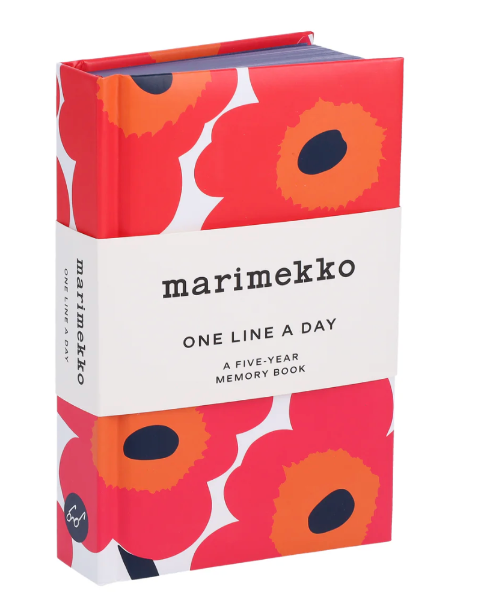 Marimekko 'One Line a Day' memory book with floral design on a white background