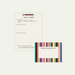 Design of a letter with colorful stripes and text on a white background