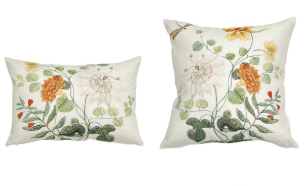 Court Floral Pillow in Cotton/Linen