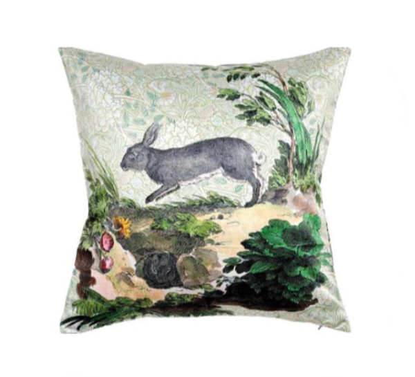 Allesand Grey Rabbit Pillow in Cotton/Linen