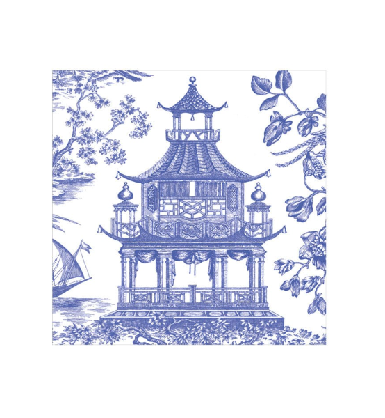 Chinoiserie Toile Blue Cocktail Napkins