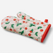 Oven mitt with cherry pattern on a white background