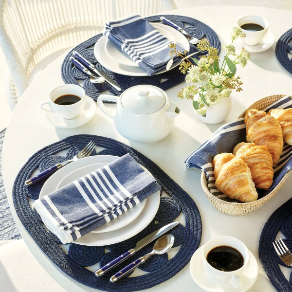 Bistro Indigo Stripe Napkin Set/4