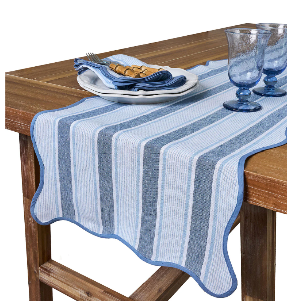 Cabana Stripe 18" x 90" Table Runner - Ocean
