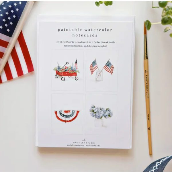 Americana Paintable Watercolor Notecard Set/8