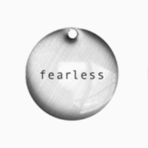 Flat Word Pendant on Simple Sterling Chain-Fearless 18"