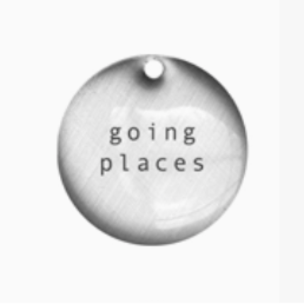 Flat Word Pendant on Simple Sterling Chain-Going Places 18"