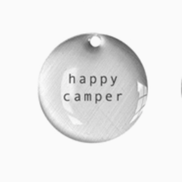 Flat Word Pendant on Simple Sterling Chain-Happy Camper 20"