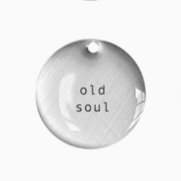 Flat Word Pendant on Simple Sterling Chain-Old Soul 20"