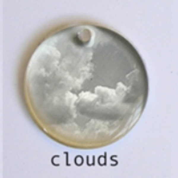 Flat Picture Pendant on Simple Sterling Chain- Clouds 20"