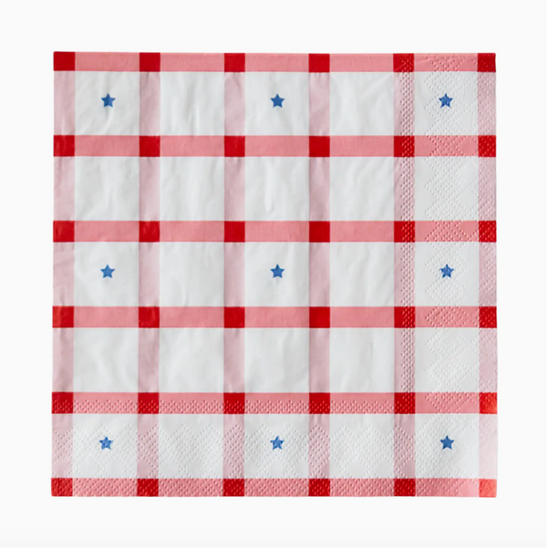 Red Gingham 4th of July Large Napkins