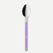 Gold spoon with a purple handle on a white background