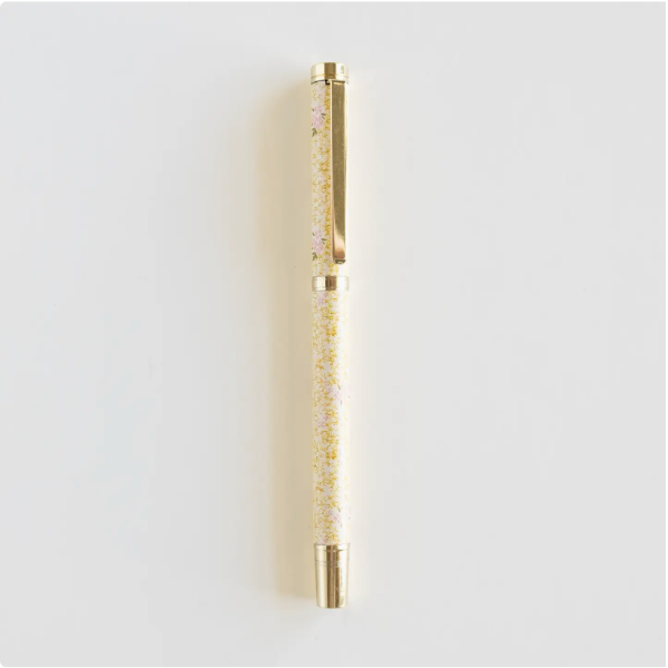 Floral Metal Ballpoint Pen - Refillable, Gold | Vine+Bloom