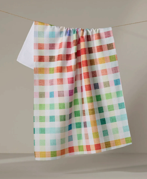 Woven Spring Plaid Tea Towel