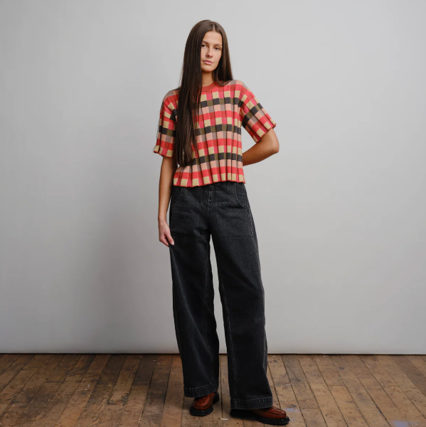 Anni Grid Plaited Tee in Solar Flare