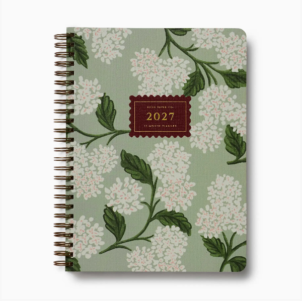 2027 Sage Hydrangea 12-Month Softcover Spiral Planner
