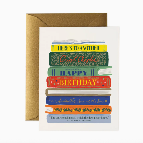 Book Stack Birthday Card