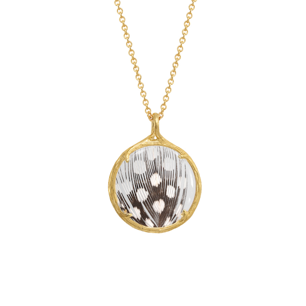 Small Guinea Feather Necklace in Vermeil