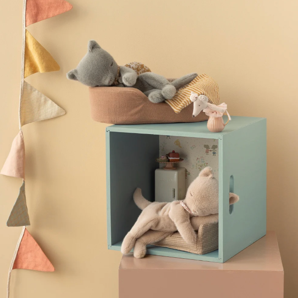 Small Sleeping Kitten Plush in Grey
