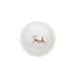 A white ceramic bowl with a scalloped rim, featuring a small red landscape illustration of a tree, house, and figures inside, shown against a plain white background.