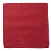 A square red linen napkin with scalloped edges, shown flat against a plain white background.