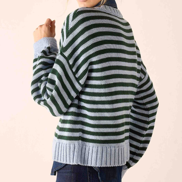 Keeper Cotton Crewneck in Sky & Green