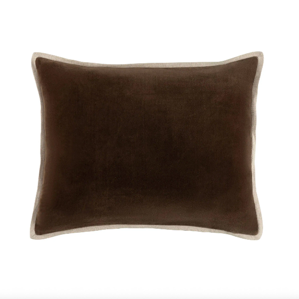 Gehry Velvet/Linen Pillow-Chocolate