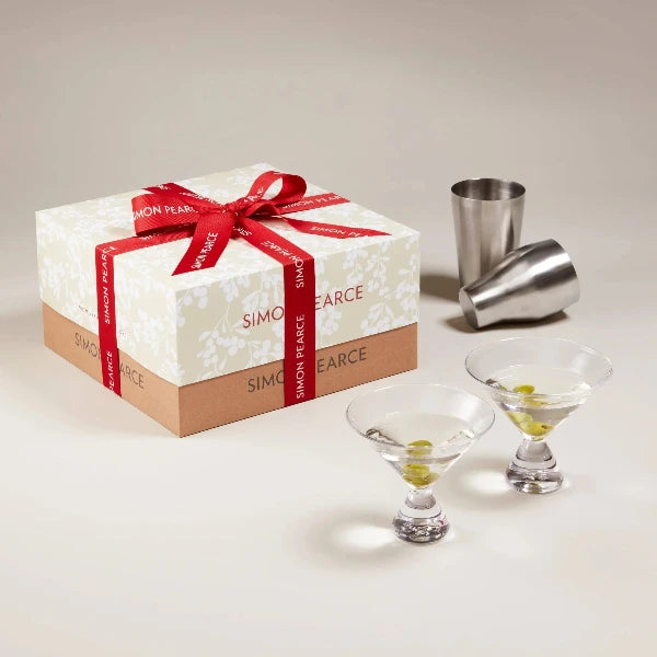 Westport Stemless Martini Glasses & Shaker Gift Set