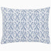 Decorative pillow with blue geometric pattern on a white background