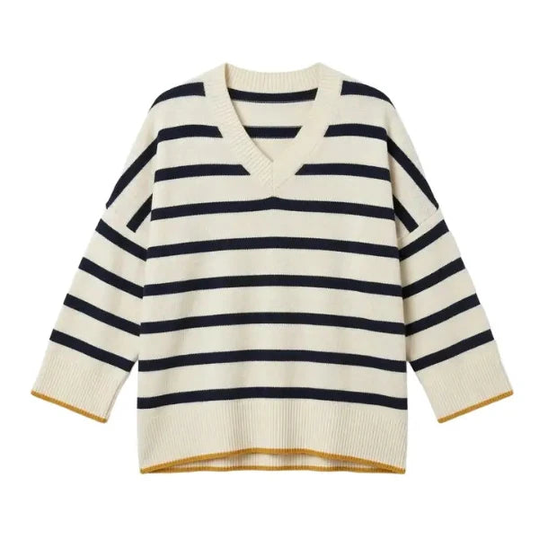 Montauk V-Neck Sweater in Cream/Golden