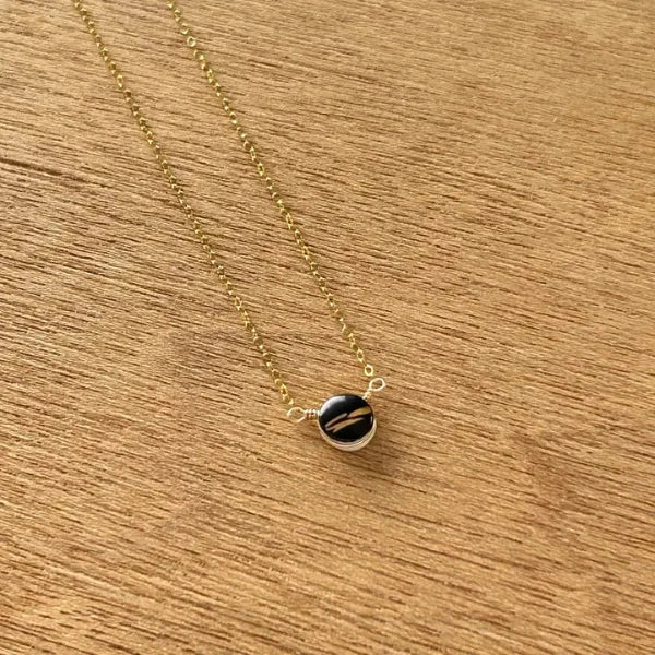 Teeny Pebble Stripe Necklace in Black