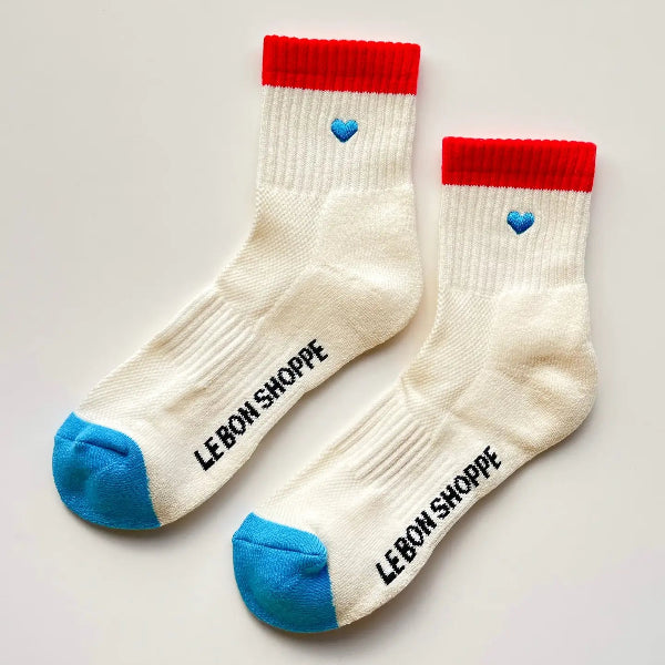 Emroidered Heart Color Block Socks