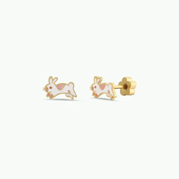 Bunny Enamel Flat Back Earrings
