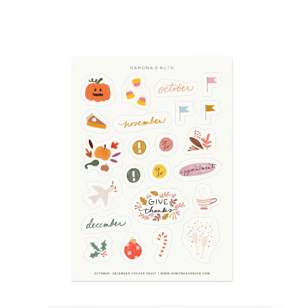 October-December Sticker Sheets