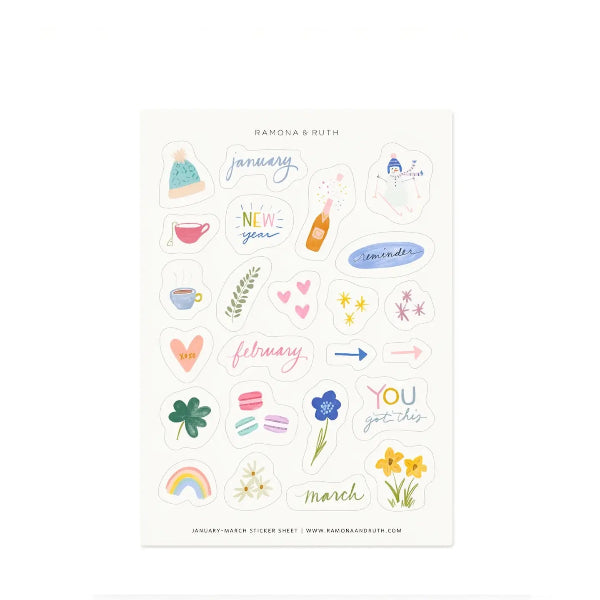 January-March Sticker Sheets