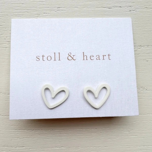 White Heart Stud Earrings