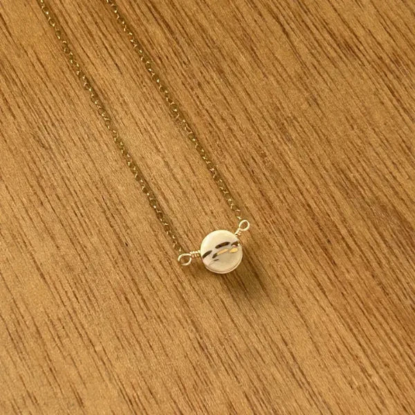 Teeny Pebble Stripe Necklace in Pale Pink