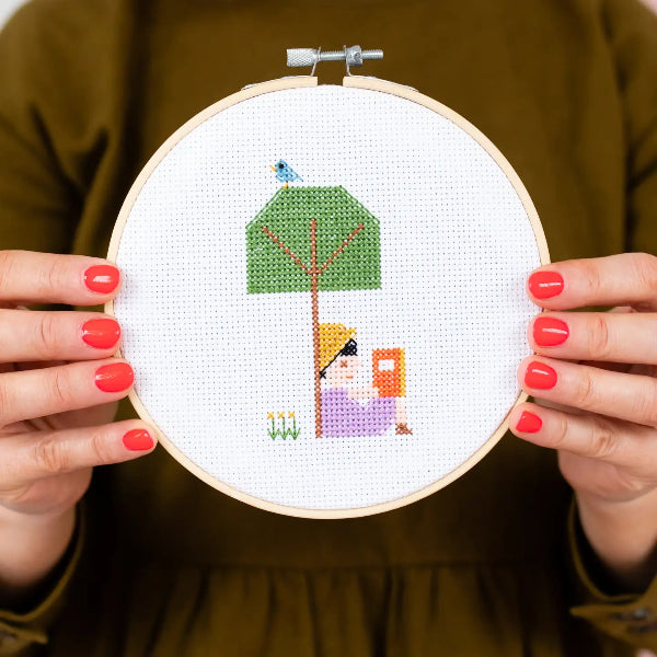 Reading Under a Tree Cross Stitch Kit