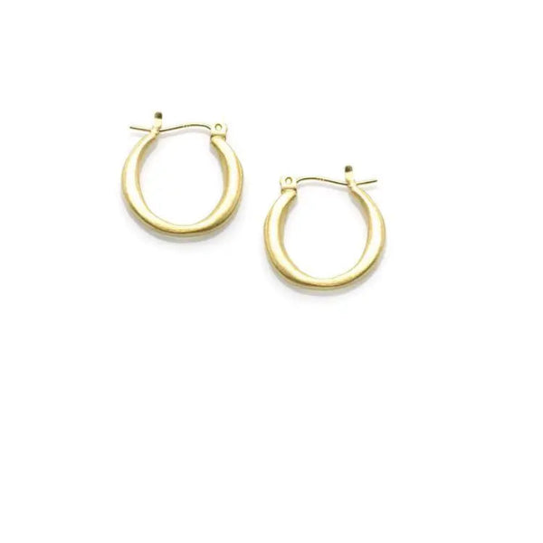 Gold hoop earrings on a white background